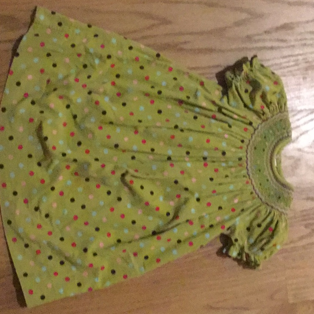 Green Polka dotted girls dress